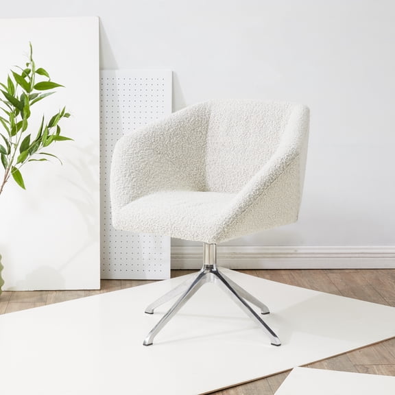 SAFAVIEH Couture Felix Boucle Mid Back Swivel Desk Chair, Light Grey/Silver