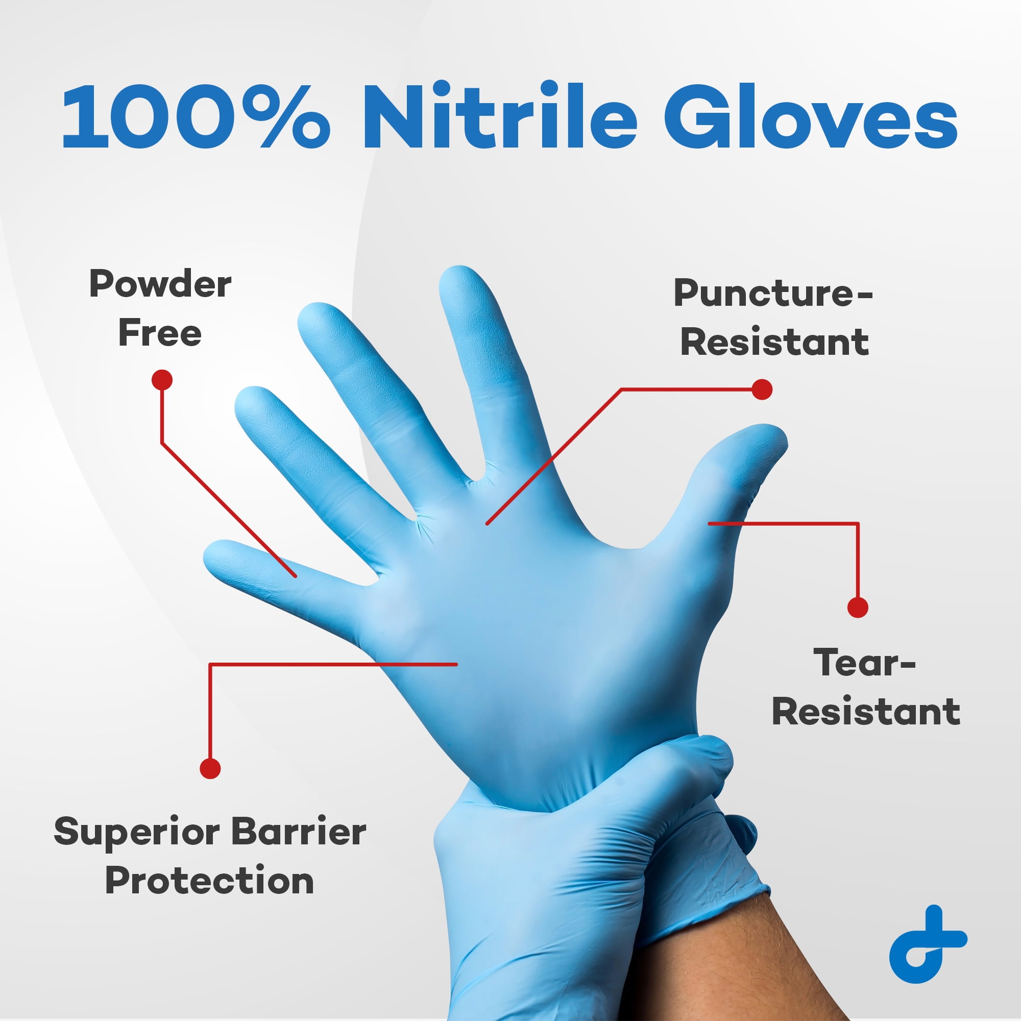 Dealmed Nitrile Exam Gloves | Powder-Free, Latex-Free Medical Gloves | Disposable Gloves for Food Prep, Cleaning, Tattoo, Hair Dye, Medical & Surgical Use | Sky Blue, Large - 100/Box (Pack of 10)