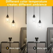 Farmhouse Pendant Lighting 3-Pack Ceiling Lights Hanging Lamp Black Pendant Lights Fixtures for Kitchen Island Dining Room with Glass Shape