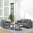 thumbnail image 2 of HOMCOM Loveseat w/ Curved Armrests, Love Seat w/ Padded Seat, Light Grey, 2 of 9