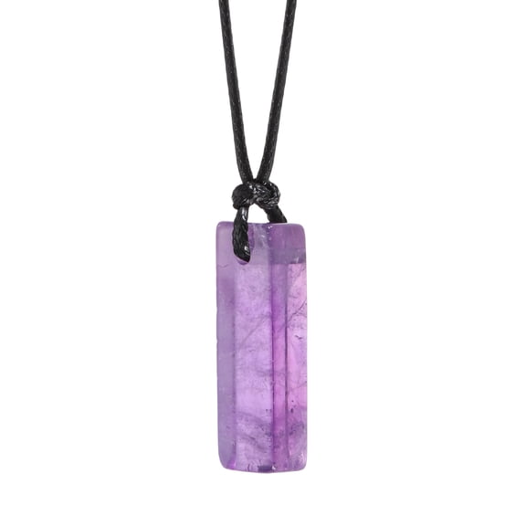 Uxcell Chakra Crystals Necklace, Crystal Stones Bar Pendant Necklace Adjustable Black Rope Energy Natural Gemstone Pendant Jewelry for Unisex Men Women, Amethyst Purple