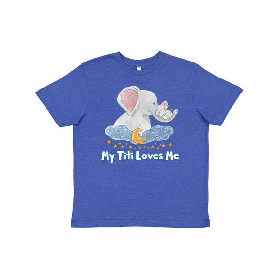 Inktastic My Titi Loves Me Cute Elephants Clouds Moon and Stars Youth T-Shirt