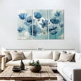 thumbnail image 3 of Elephant Stock Springing Up Blue Wall Art - Horizontal Multi Panel Canvas - Lobby Wall Decor - Floral And Botanical Multi Panel - Teal And Beige Decor By Nan - 74" x 48", 3 of 8