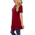 thumbnail image 4 of QLEICOM Womens Classic Solid Color Irregular Hem Tunic Tops Crew-neck Flowy Blouses Shirt Tops, Summer Short Sleeve Blouses Casual Loose Henley Shirts, Tees & Blouses S-2XL, 4 of 6