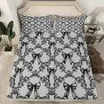 thumbnail image 2 of jejeloiu Victorian Damask Twin Sheet Sets,Gray Bow Bowtie Twin Fitted Sheet,Vintage Gothic Print Flat Sheet For Boys Kids,Lightweight Room Decorative,3 Pieces, 2 of 7