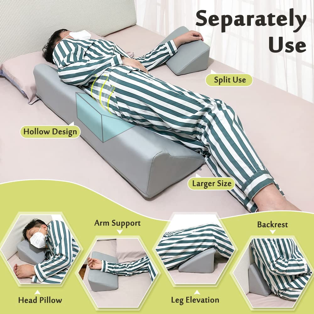 Wedge Pillow Positioning for Bedridden After Surgery Bed Sore Turning Sleeping Incline Pillows Anti Bedsore Turnover Foam Wedge U Shaped Body Positioners Hospital Waterproof Pressure Ulcer Cushion