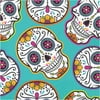 Club Pack of 192 White and Teal Blue Day of the Dead 2-Ply Beverage Square Napkins 12.8"