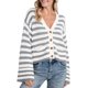 thumbnail image 1 of Jersey tipo cárdigan Saodimallsu a rayas para mujer gris, 1 of 6