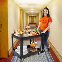 2-Shelf Utility Cart - 500 lb Capacity, Rolling Service Cart with 360°Swivel Wheels, Ergonomic Handle for Warehouse, Garage, Manufacturing, Cleaning, Black