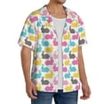 thumbnail image 2 of Goofa Colorful Rabbit Printed Men's Casual Short-sleeved Shirt,Lightweight Breathable Button-down,Summer Casual men's top,Versatile Fashion shirt-Large, 2 of 7