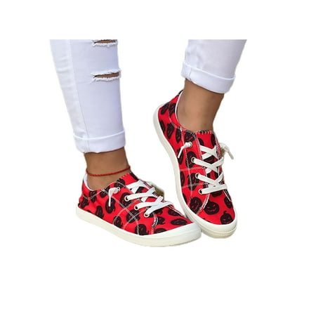 

Gomelly Women s Slip On Sneakers Casual Canvas Shoes Fashion Closed Round Toe Flats Walking Shoes Halloween Red Pumpkin 5