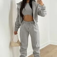 thumbnail image 6 of Quixlent 3 Piece Sweatsuits Set for Women Fleece Zip Up Hoodie Sweatshirt Tank Top Jogger Sweatpants Set Fall Casual Tracksuit Outfits, 6 of 7