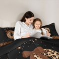 thumbnail image 4 of jejeloiu Leopard Bow tie Monogram Q Full Size Comforter Sets For Girls,Brown Sparkling Pattern Letter Design Bedding Sets,Black Reversible,3pcs, 4 of 7
