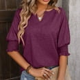 thumbnail image 4 of Women's Summer Loose V Neck Bat Sleeve Half Sleeve T Shirt Tunics for Women Summer Womens Tees Short Sleeve Workout Shirts Loose Woman Tee Shirt Woman Shirts Summer Women Compression Shirts Womens, 4 of 6
