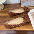 thumbnail image 5 of Shrysg Women's Bowknot Dress Flats Ballet Low Wedge Round Toe Slip-Ons Casual Loafers Breathable Dressy Office Work Flat Shoes Brown, 5 of 9