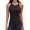 Black, variant on Women's Fitting Seamless Tank Tops Ribbed Crew Neck Racerback Workout Camisoles with Built in Bra