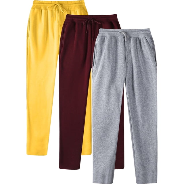 ShomPort 3PC Sweatpants for Mens Straight Leg Drawstring Casual Breathable Pants Workout Running Hiking Soft Trousers with Pockets