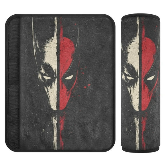 WOBOGO Red and White Mask Seat Belt Cover 2 Piece Soft Comfort Driving Shoulder Pad Suitable for All Cars and Backpacks