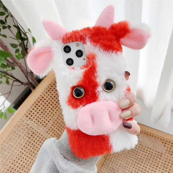 Case for Samsung Galaxy S25 Edge Autumn and Winter Lovely Fuzzy Fluffy Cartoon Cow Cow Phone Case