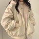 thumbnail image 1 of Chaqueta de algodón con capucha para mujer, abrigo de terciopelo grueso de estilo coreano, ropa de lana de cordero, Invierno, 1 of 3
