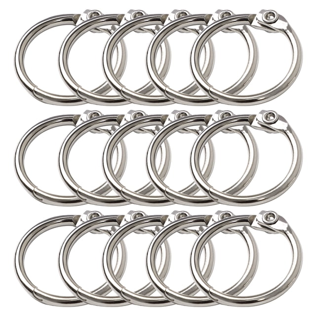Loose Leaf Binder Ring, 15 Pack, 1 Inch, Binder Rings, Key Rings, Metal Book Rings for Index Cards, Flash Cards, Scrapbook, Photo Album, Silver Tone