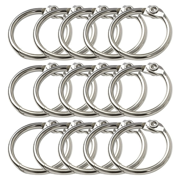 Loose Leaf Binder Ring, 15 Pack, 1 Inch, Binder Rings, Key Rings, Metal Book Rings for Index Cards, Flash Cards, Scrapbook, Photo Album, Silver Tone