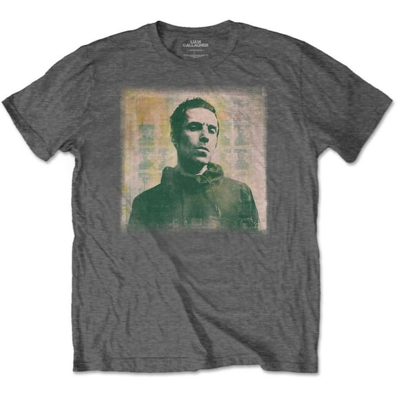 Men's Liam Gallagher Monochrome T-shirt Small Charcoal Grey