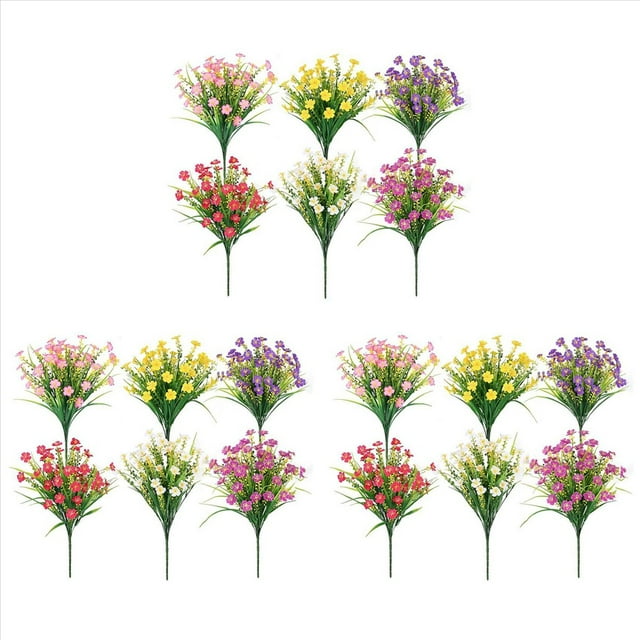 Flores Artificiales para Exteriores, 18 Paquetes de Plantas Artificiales para Exteriores, Flores Artificiales, Plantas Artificiales Resistentes A los Rayos UV, para Exteriores