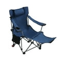 thumbnail image 3 of Portable Camp Chair, Folding Reclining Chair with 3-Position Adjustable Backrest, Cup Holder and Side Pockets, Heavy-Duty Outdoor Chair for Camping, Beach, Sporting Events, Dark Blue, 3 of 11