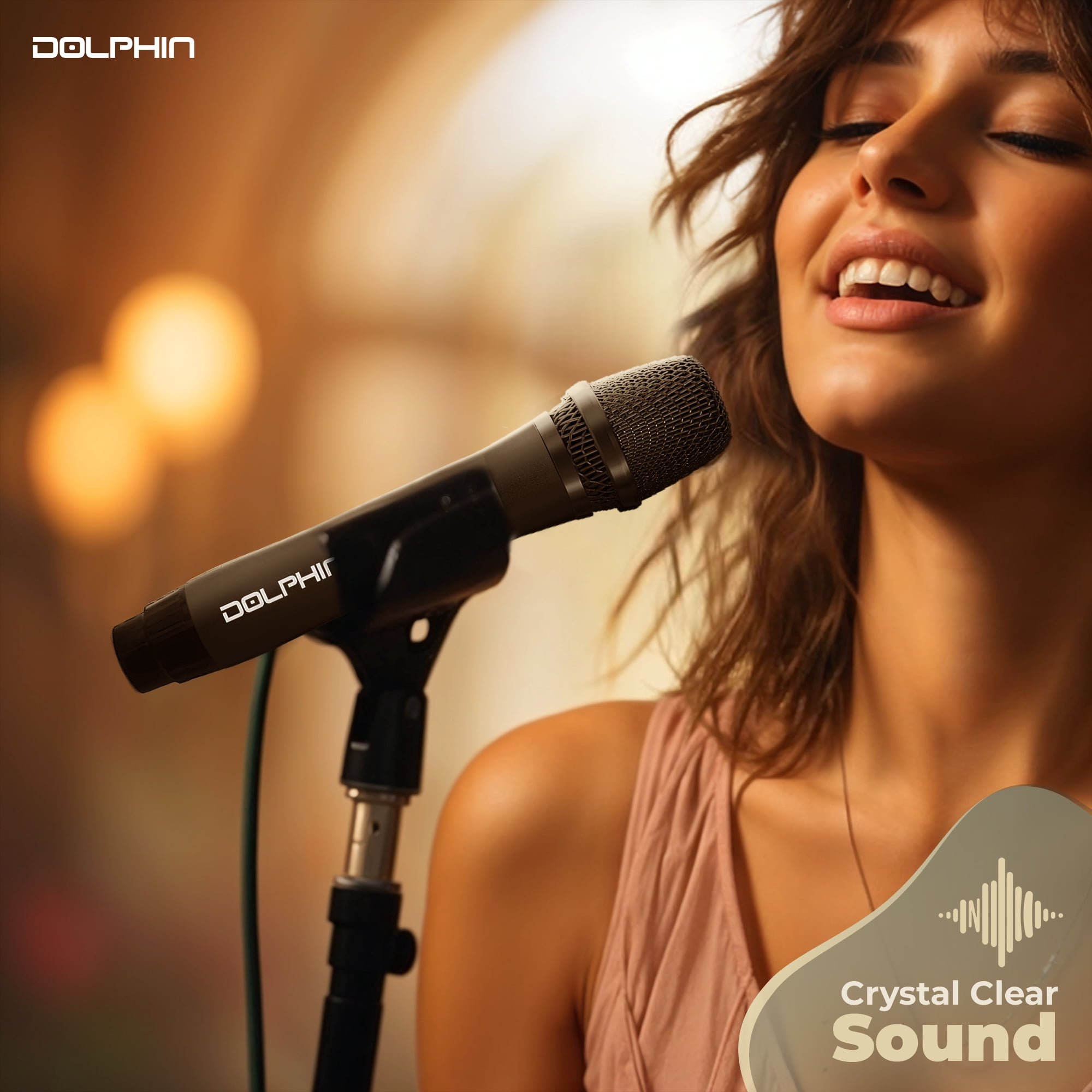 Dolphin MCX11 UHF Wireless Microphone - USB-C Rechargeable, 50 Channels, Anti-Interference Technology (Black)