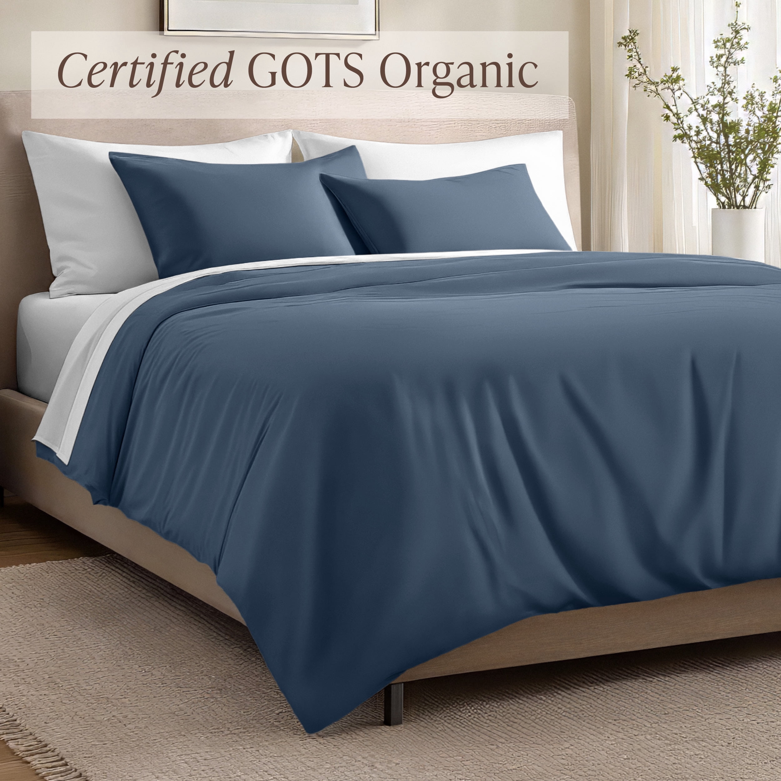 Bare Home Organic Cotton Duvet Cover Set - 400 Thread Count - Sateen Weave - King, Bering Sea, 3-Pieces