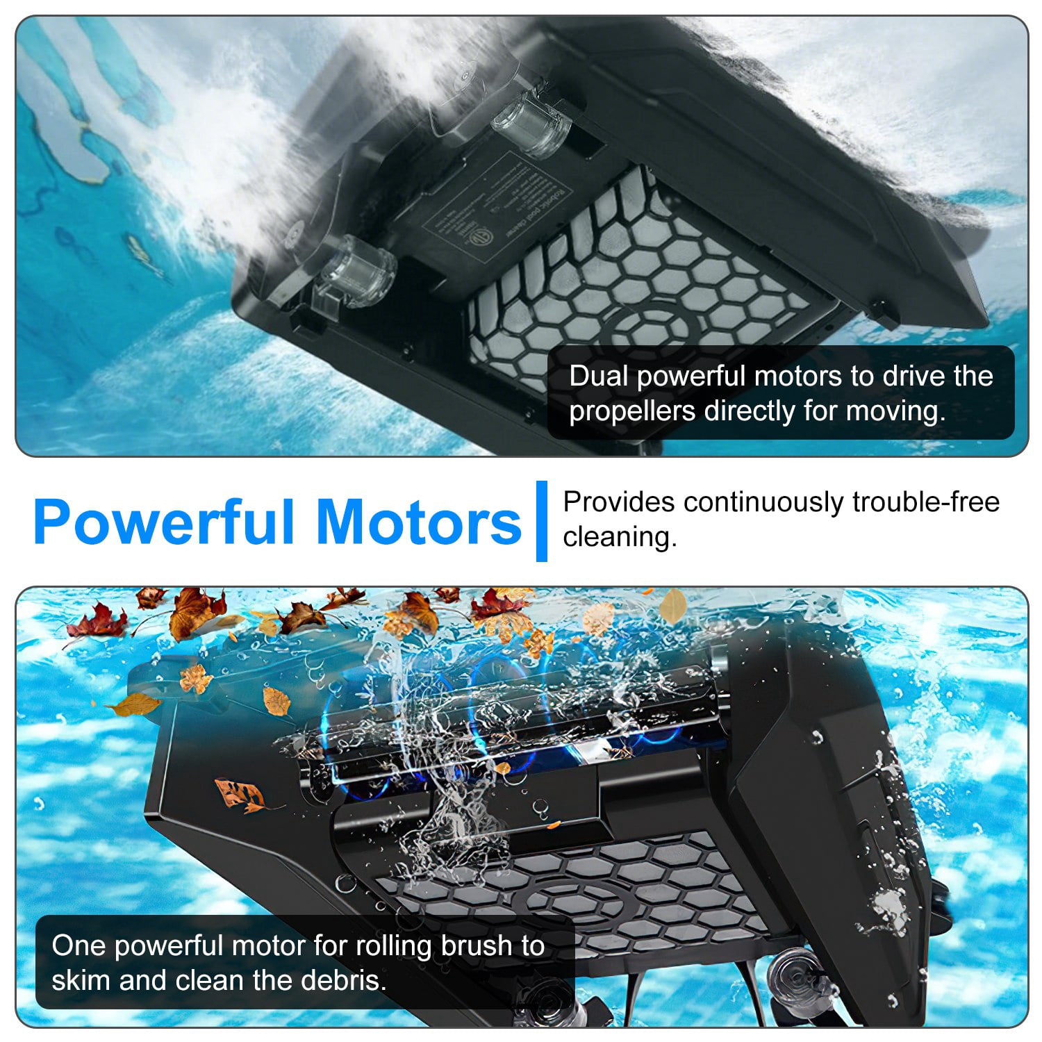 Imountek Solar-Powered Robotic Pool Skimmer, Automatic Swimming Pool Surface Cleaner with APP Control, 2 Cleaning Modes, Dual Charging (Solar/Adapter), IPX7 Waterproof, 1937 sq.ft Coverage