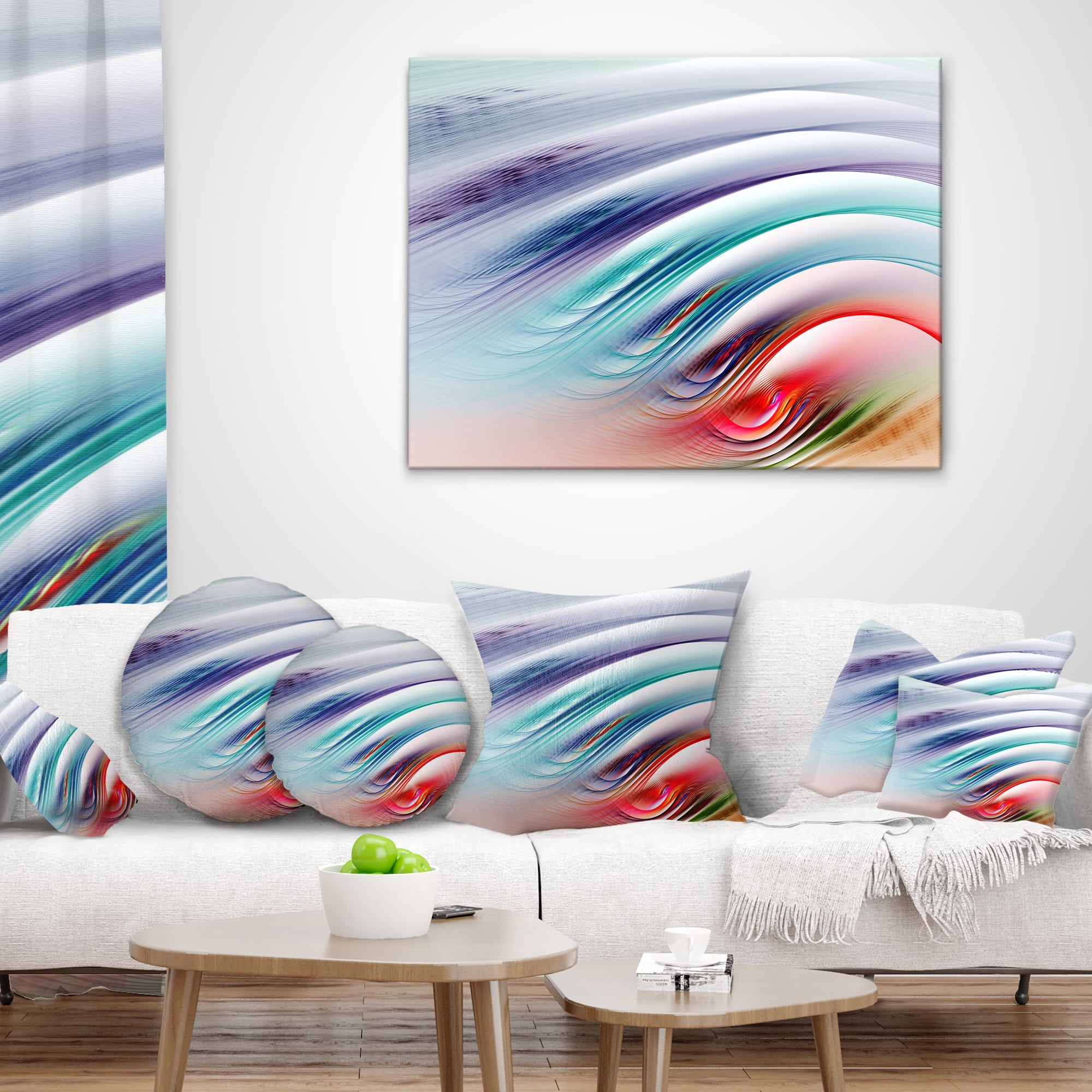 Designart Water Ripples Rainbow Waves - Abstract Throw Pillow - 18x18