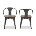 thumbnail image 2 of Set of 2 Baxton Studio Henri Vintage Rustic Industrial Style Tolix-Inspired Bamboo and Steel Stackable Side Chair Set, 2 of 7