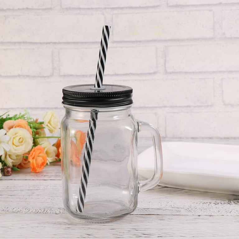  Hemoton Straw Mason Mug Juice Bottle Pudding Jars with Lids and  Straws Mason Cups with Lids and Straws Glass Drinking Mugs Glass Jars with  Lid Pudding Cup Double Layer Drink Cup