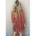 thumbnail image 2 of Women's Red Floral Long Sleeve High Neck Mini Dress for Daily Wear | XL, 2 of 6