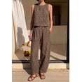 thumbnail image 5 of PRETTYGARDEN Womens 2 Piece Sets Summer Plaid Sleeveless Tops Wide Leg Pants Matching Lounge Set Beach Vacation Outfits, 5 of 10