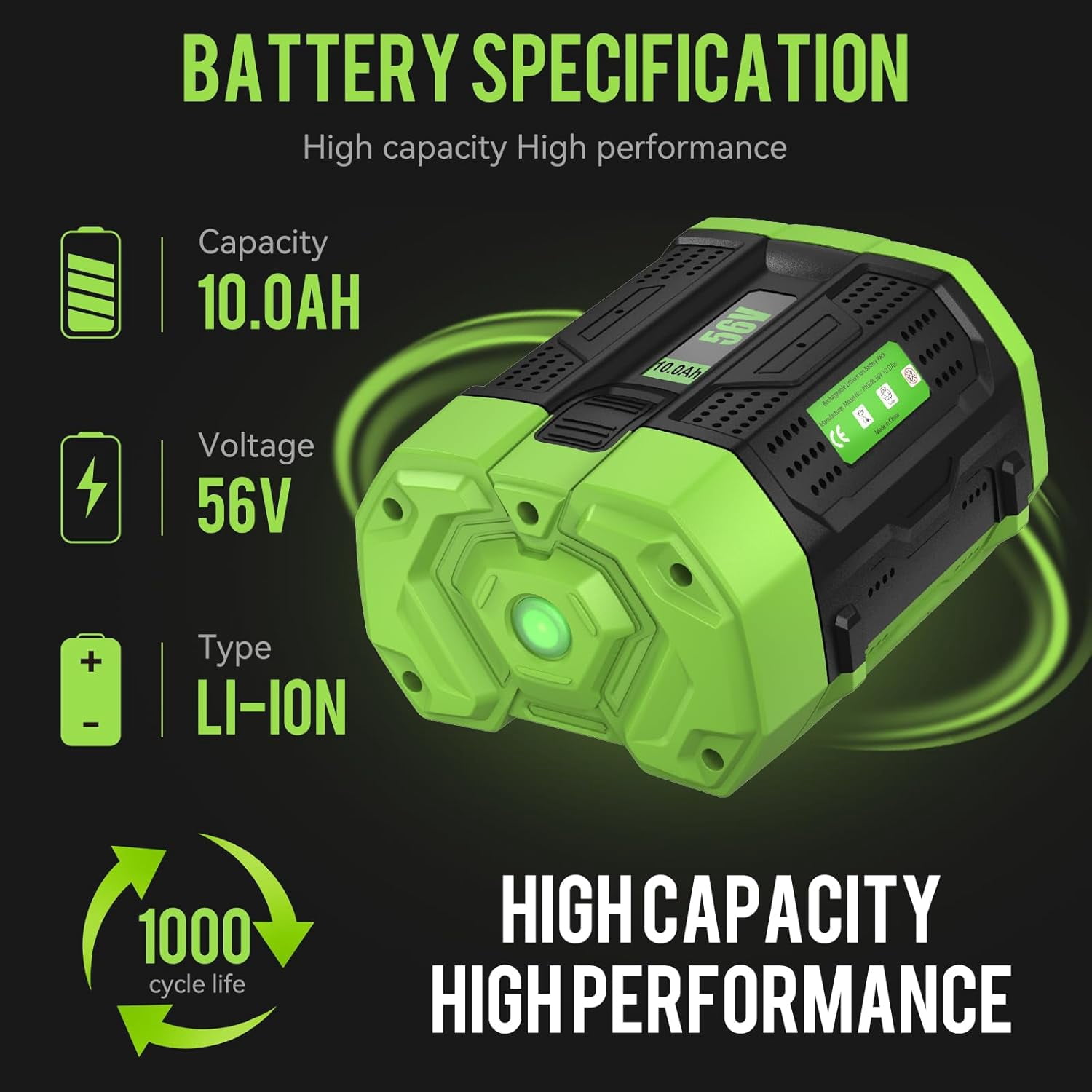 56V 10.0Ah Replacement for EGO Battery BA2800 BA4200 BA1400 Compatible with EGO 56V Power Tools Lawn Mower Leaf Blower Chainsaw