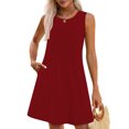 thumbnail image 3 of Summer Oversize Beach Dresses for Womens 2025 Fashion Comfortable Solid Color Sleeveless Round-Neck Dress, 3 of 5