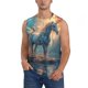 thumbnail image 1 of Fotbe Forest Lake White Horse Men's Camiseta sin Mangas Estampada para Hombres, Playera Casual para Gimnasio, Entrenamiento, Playa-Small, 1 of 7