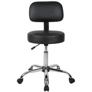Boss Office Products Antimicrobial Vinyl Medical Stool with Back Cushion, Black