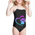 thumbnail image 3 of FOR U DESIGNS Colorful Dog Paw Heart Halter Swimsuit Bikini for Kids Teens Breathable Summer Beach Swimwear Adjustable Neck Strap Bathing Suit Size 9-10, 3 of 6