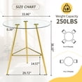 thumbnail image 2 of 36 Inch Height Bar Table, 34 Inch Round Tempered Glass Top Pub Table with Chrome-Plated Golden Metal Legs, Modern Bistro Table for Kitchen Island/Bar/Cafe, 2 of 5