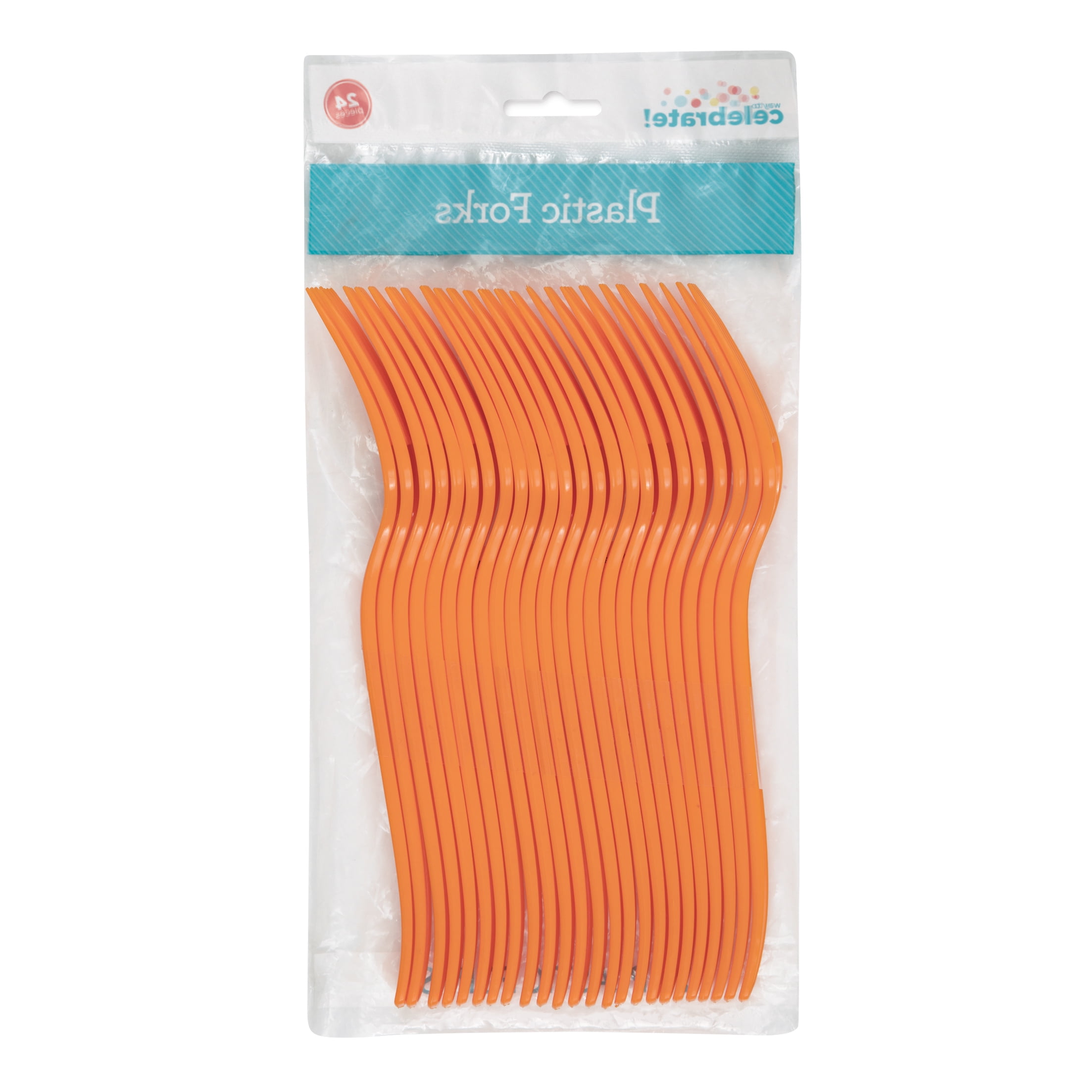 (6 pack) 24CT Orange Disposable Plastic Forks by Way To Celebrate