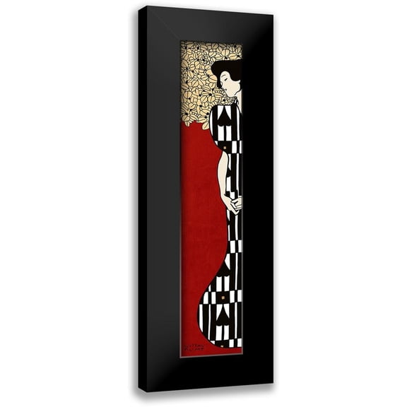 Gustav, Klimt 6x14 Black Modern Framed Museum Art Print Titled - Woman and Tree II (Red)