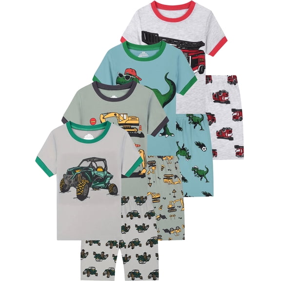 ATAIKU 2-9Y Cotton Summer Pajamas for Toddler Boys 2 Piece Short Sleeve Sleepwear Kids Pjs Set - Truck