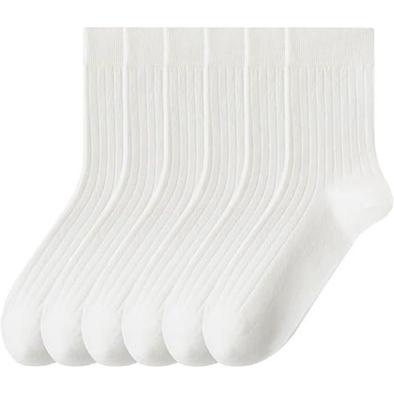 Sookeceks 6 Pairs Wool Crew Socks for Men, Soft Heat Storage Socks Mens Trouser Socks for Casual Dress Socks Size 7-11