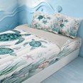 thumbnail image 2 of Erosebridal Coastal Turtle Zipper Twin Comforter Sets with Fitted Sheet and 2 Pillowcases, Ocean Animal Zipper Bedding Set, Gray Reversible, 2 of 7