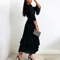 thumbnail image 4 of Aimik Women's Pleated Midi Dress V-Neck Ruffle Sleeve Asymmetrical Hem Chiffon Lightweight Summer Cocktail Party Evening Formal Dress, 4 of 6