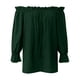 thumbnail image 5 of Blusa de manga larga con volantes y hombros descubiertos para mujer - Top informal holgado para otoño/invierno, 5 of 6